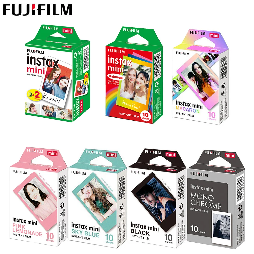 

Фотобумага Fujifilm 10/20 листов, фотобумага Instax mini, мгновенная печать, черная Радужная рамка для Mini 11, 9, 8, 7s, 70, 25, 50, 90, фотопринтер