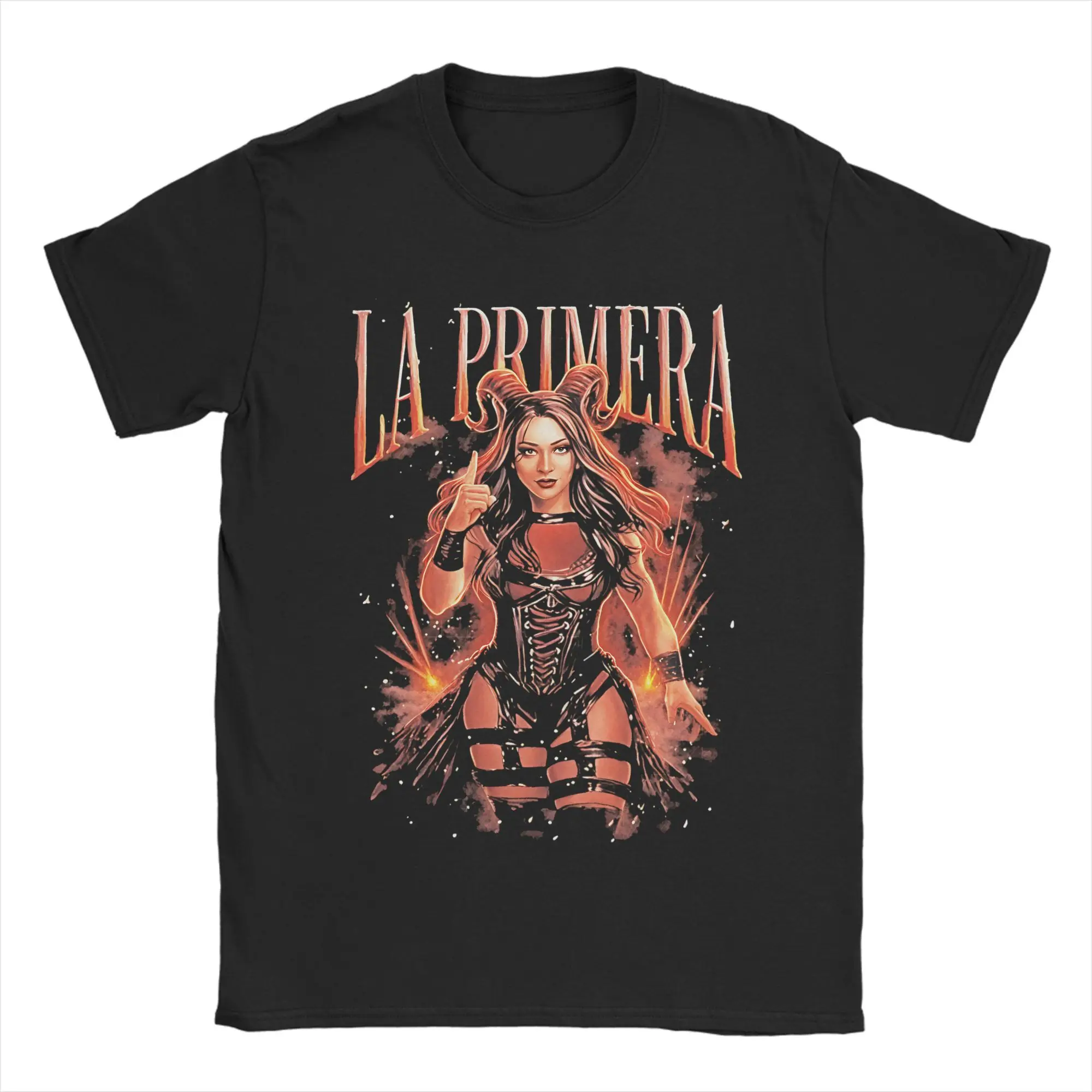 La Primera Stephanie Vaquer Men's T Shirts Wrestling Vintage Tees Short Sleeve Crewneck T-Shirt 100% Cotton Printed Clothing