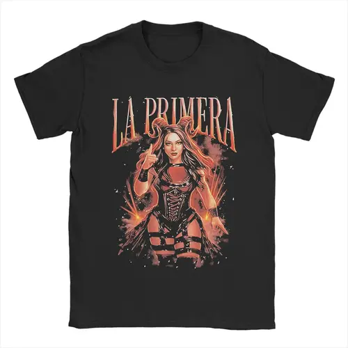 Imagen 1 del producto La Primera Stephanie Vaquer, camisetas Vintage de lucha libre para hombre, camiseta de manga corta con cuello redondo, ropa estampada 100% algodón