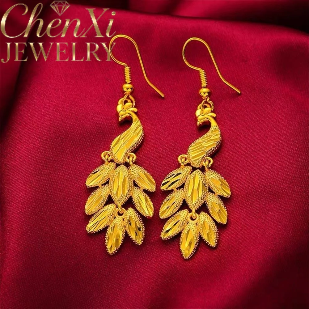 

High-End Sand Gold Three-Dimensional Peacock Earrings Luxury Quality Fashion Fine Jewelry Exquisite Elegant Popular Charms Gift