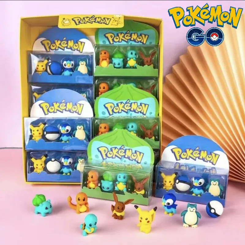 

Pokemon Eraser Random 1 Box Pikachu Bulbasaur Charmander Poke Ball Squirtle Eevee Cartoon Model Student Stationery Eraser