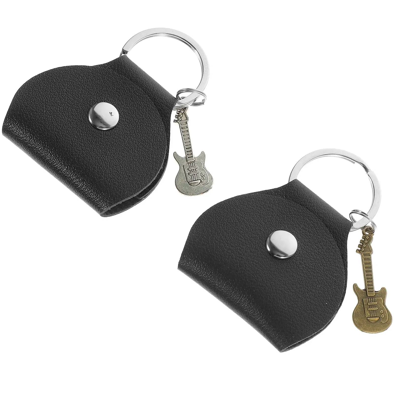 

2 Pcs Guitar Pick Bag with Small Pendant Rings Tags Holder Case Picks Keychain Sleeve