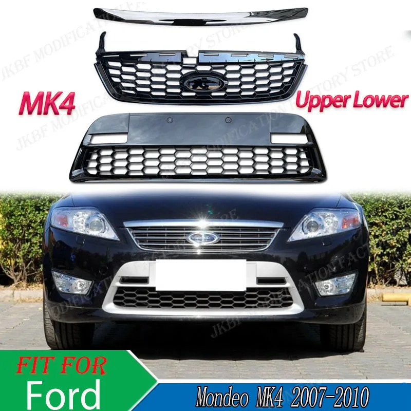 

Решетка радиатора переднего бампера, сетка радиатора для Ford Mondeo MK4 2007 2008 2009 2010, верхняя нижняя крышка, гоночная решетка, комплект кузова, защита для тюнинга