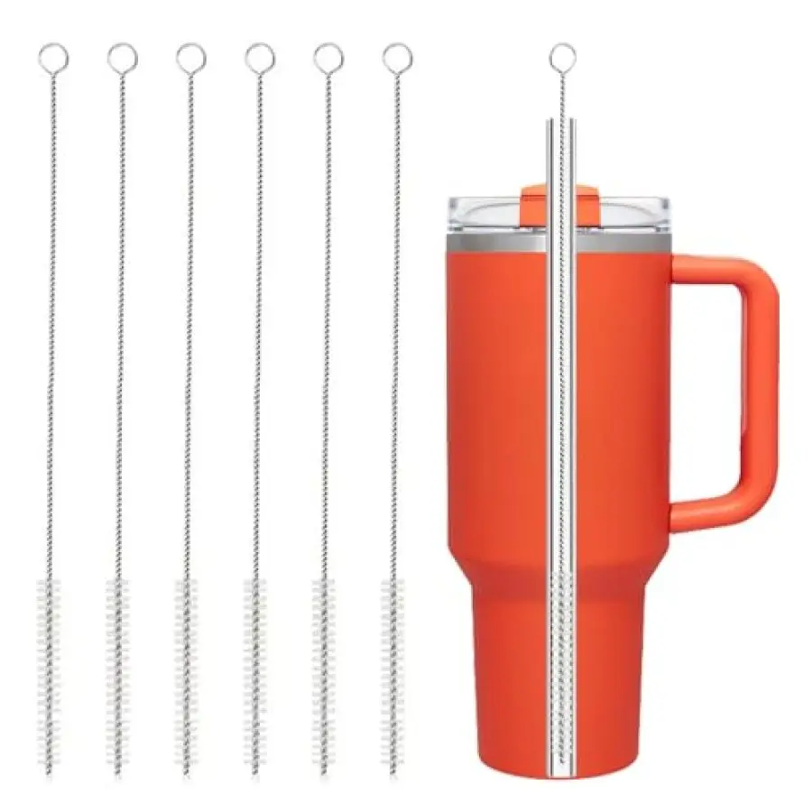 Straw Cleaner Brush ,6Pcs Reusable Extra Long Straw Cleaner for 40/30/20 oz Stanley Mug, 10mm Wide Drinking Straw Cleaning Brush