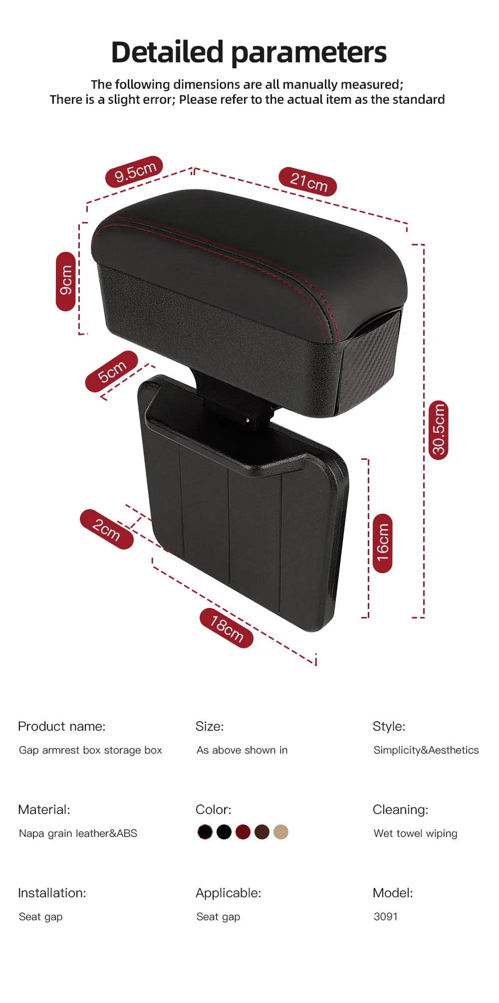 Höhenverstellbarer Lücken-Aufbewahrungsorganisator für die Mittelkonsole im Auto mit anhebbarem Tablett, Ellenbogenstütze, Armlehnenpolster für SUV-Limousine – Detail 13