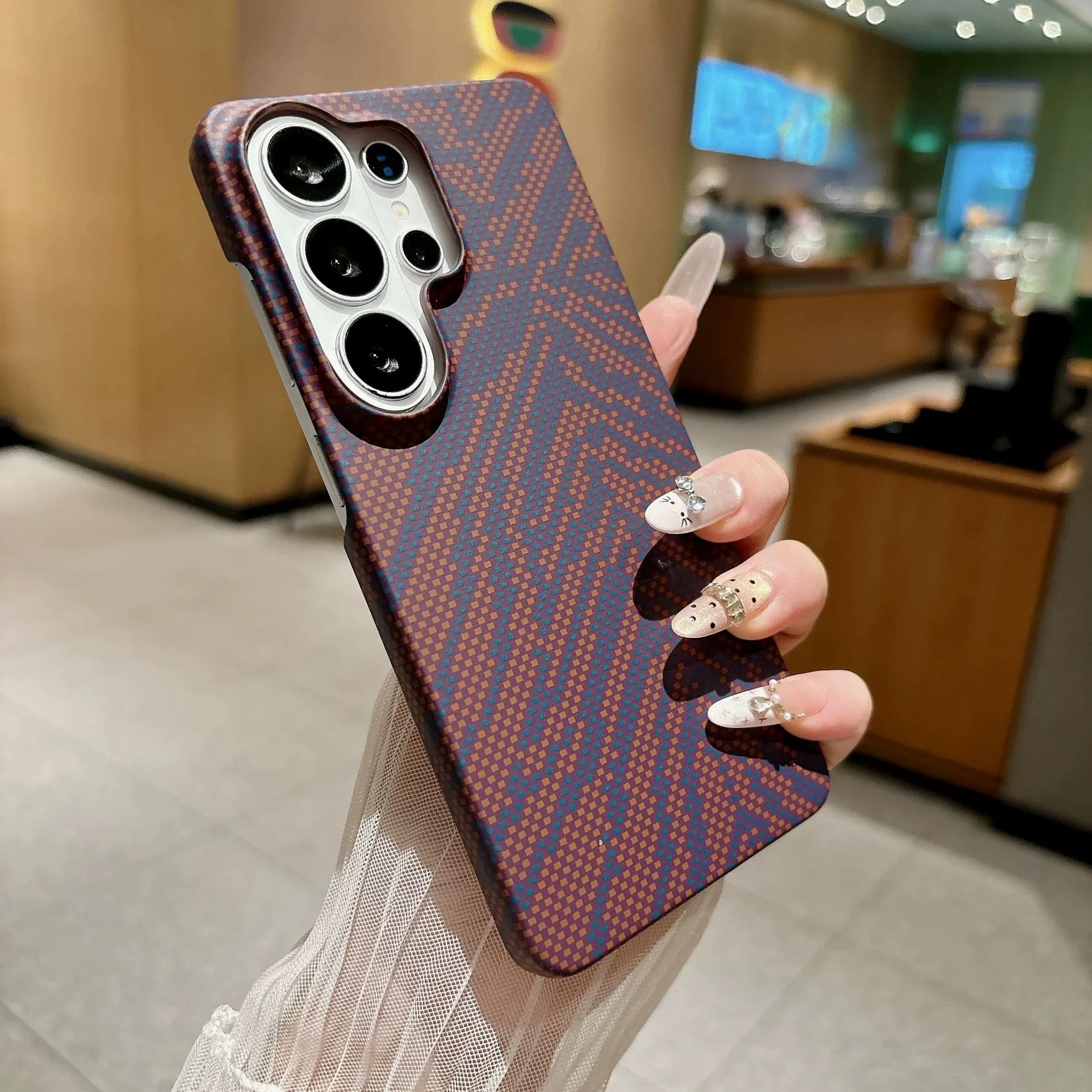 Frosted Kevlar Half Pack Phone Case for Samsung Galaxy S26 Ultra S25FE S24 S22 A55 A56 A57 Ultra Thin Carbon Fiber Texture Case