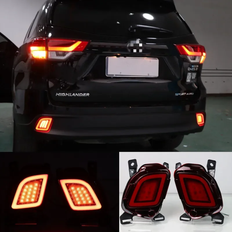 2PCS For Toyota Highlander 2015 2016 2017 2018 Multi-functions LED Rear Bumper Light Fog Lamp Brake Light Turn Signal Light