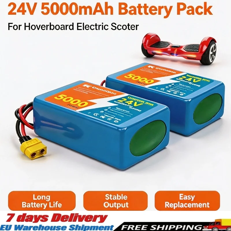 6S2P 18650 24V 5000mAh Lithium-Ionen-Akku mit hoher Kapazität, ausgestattet mit Mehrfachschutzschaltung und Überladeschutzfunktion, langlebige kontinuierliche Stromquelle, universelles Ersatzteil für