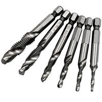 6Pcs Tap Drill Bit Set Hex Shank Titanium Plated HSS Screw Thread Bit Screw Machine Compound Tap M3 M4 M5 M6 M8 M10 Power Tools