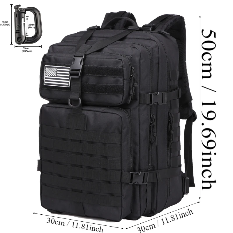 Tactical Backpack Large Army 3 Day Assault Pack Molle Bag Backpack With D Ring Shaped Buckle