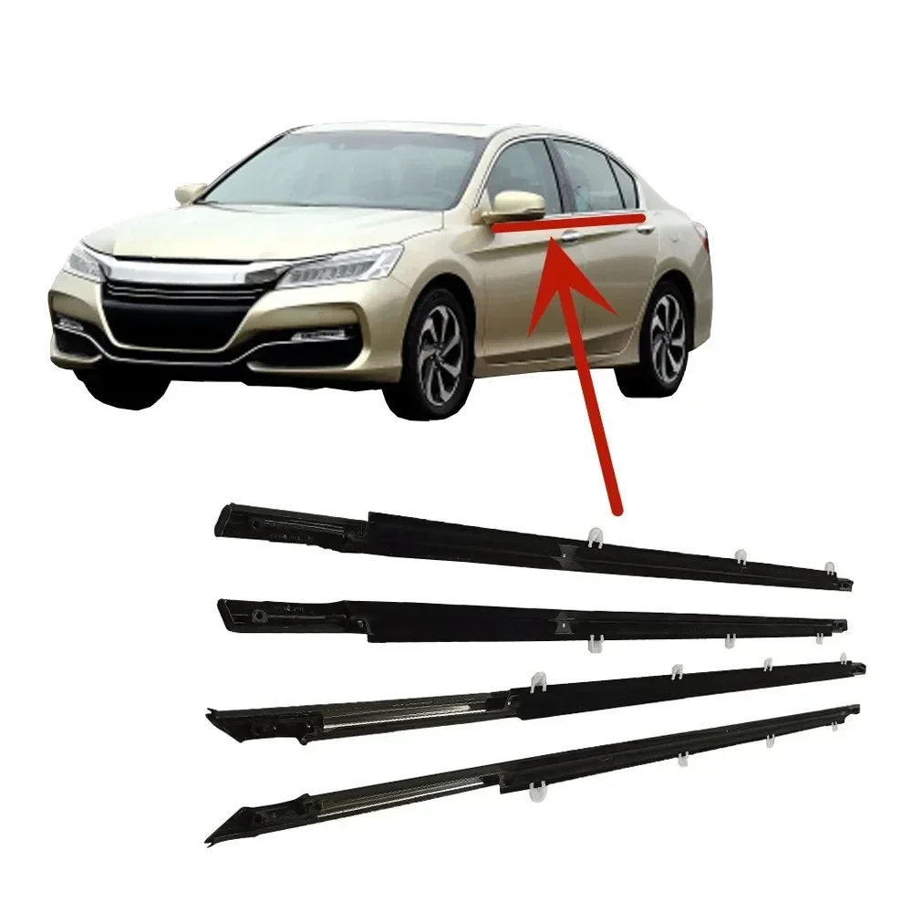 

4 Pieces Chrome Windows Rubber Outside for Honda Accord 2014-2017 Glass Protector Weatherstrip for Accord Outer Laminate