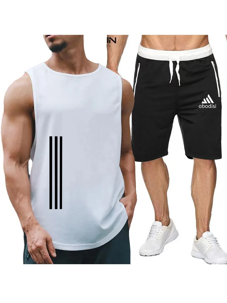 2024new men\'s sportswear short sleeved T-shirt and sports shorts summer casual jogging pants set men\'s two-piece setquick drying