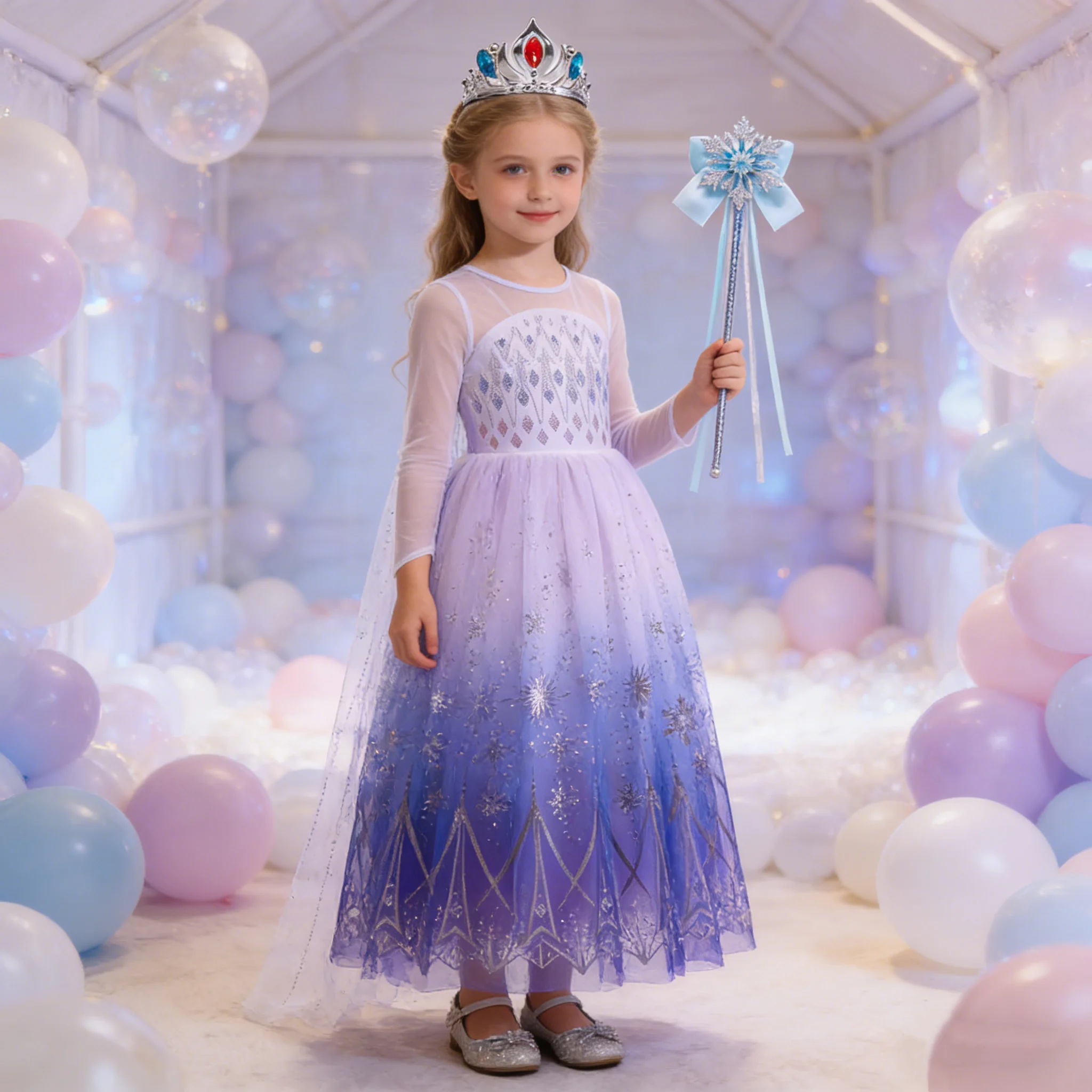 Vestido de Princesa Elsa para Niñas 2026, Disfraz Infantil de Frozen, Vestido de Lentejuelas Blancas, Disfraz de Fantasía para Niños de 2 a 10 Años