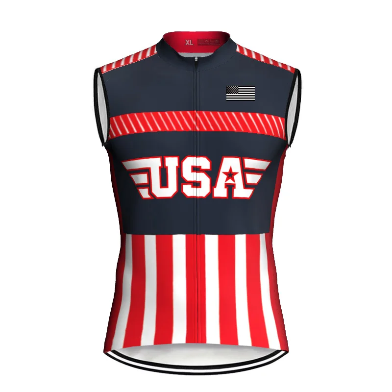 USA Vest Sleeves Cycling Wear, Short Sweater, Road Shirt, Bike Clothes, Bicycle Jacket, Downhill Top Cross Jersey, Summer Tank