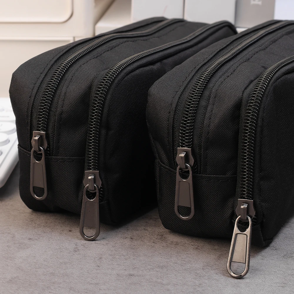 Large Capacity Black Simple Pencil Case Marker Pen Refillls Eraser Stationery Storage Pouch Bag School Office Organizer