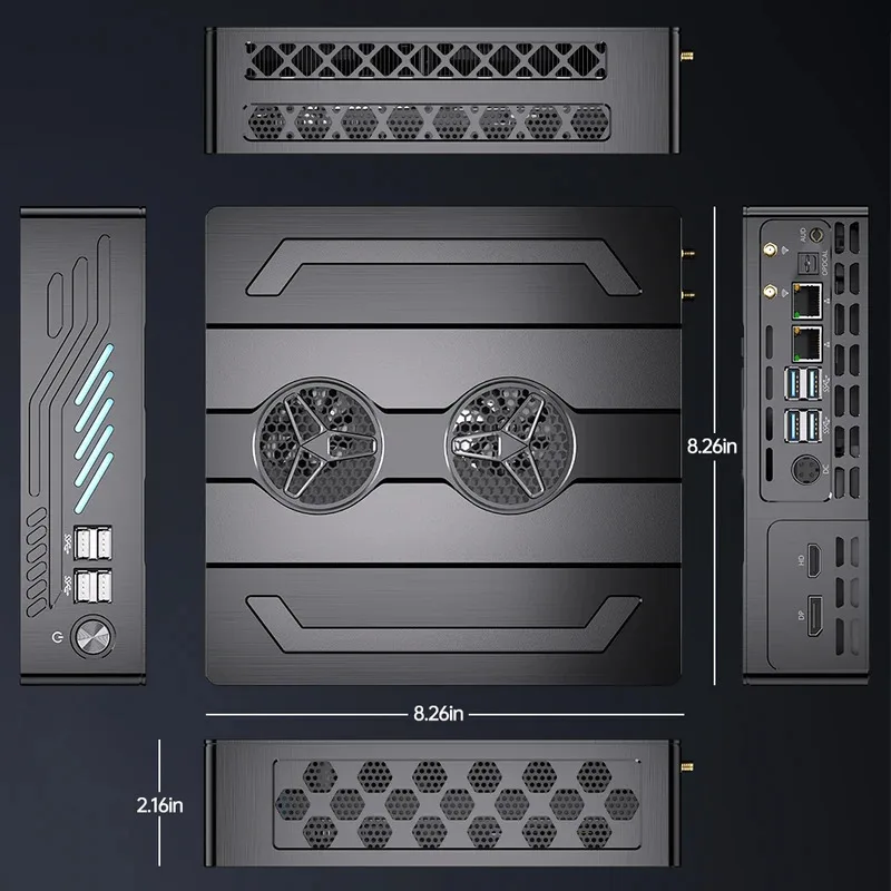 Mini PC da gioco Core I9-12900F Mini PC da gioco RTX4060M 8G Grafica discreta Dual Ddr5 M.2 Nvme Computer Barebone 8K con LED