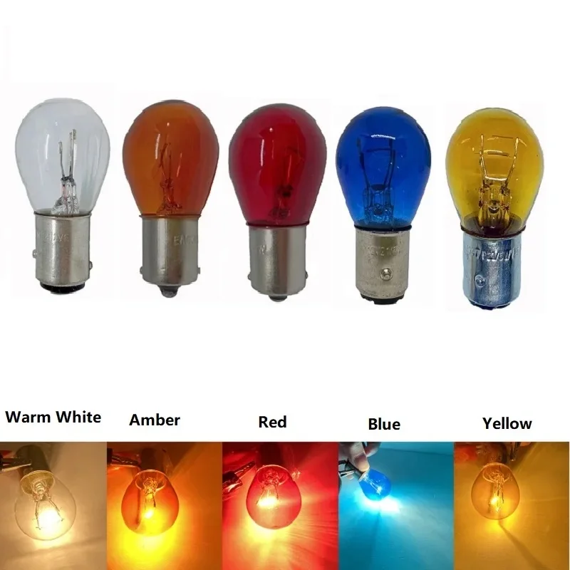 10pcs 1156 BA15S 1157 BAY15D P21/5W 12V 21W Halogen Bulbs, multi-color for Reverse Brake Stop Turn Signal DRL Lights