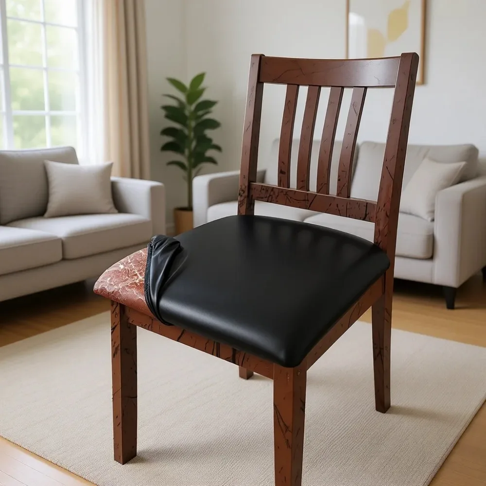 

Водонепроницаемые эластичные чехлы для обеденных стульев, комплект из четырех штук, из искусственной кожи, для кухни и отелей, без запаха, черные