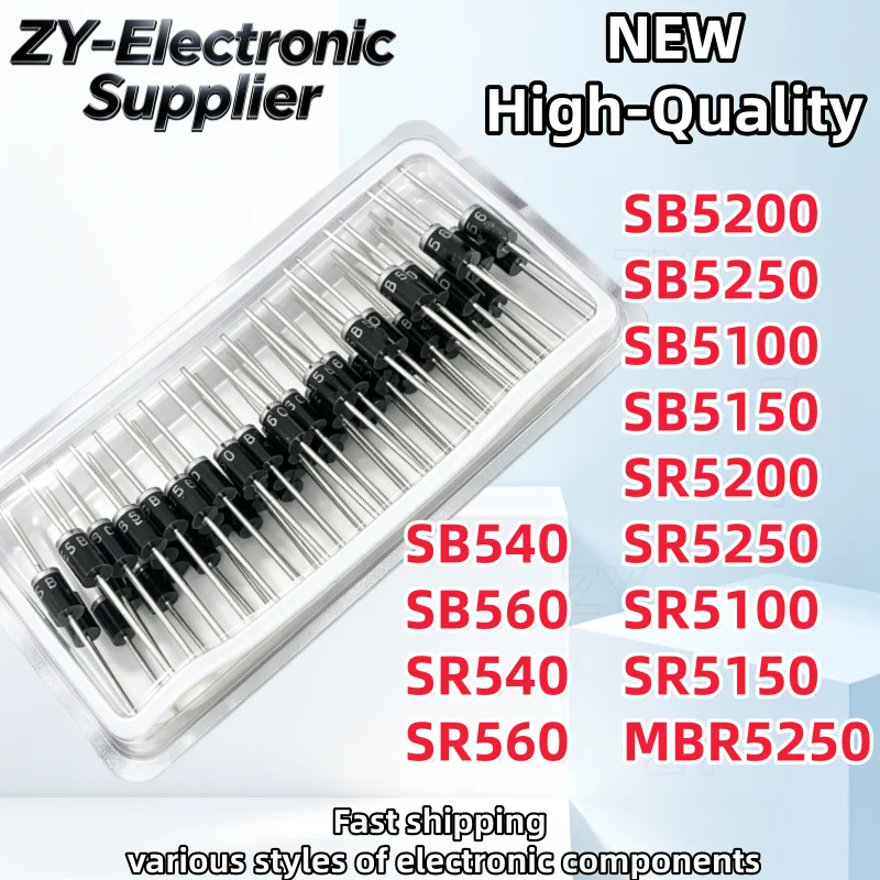 10-50Pcs New Schottky Diode SB540 SB560 SB5200 SB5250 SB5100 SB5150 SR540 SR560 SR5200 SR5250 SR5100 SR5150 MBR5250 Transistor