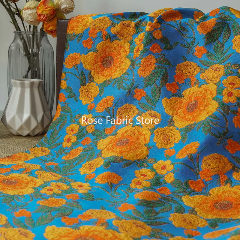 1 meter Exquisite Floral Jacquard Brocade Fabric Bright Color Women's Dress Bag Diy Sewing Fabric
