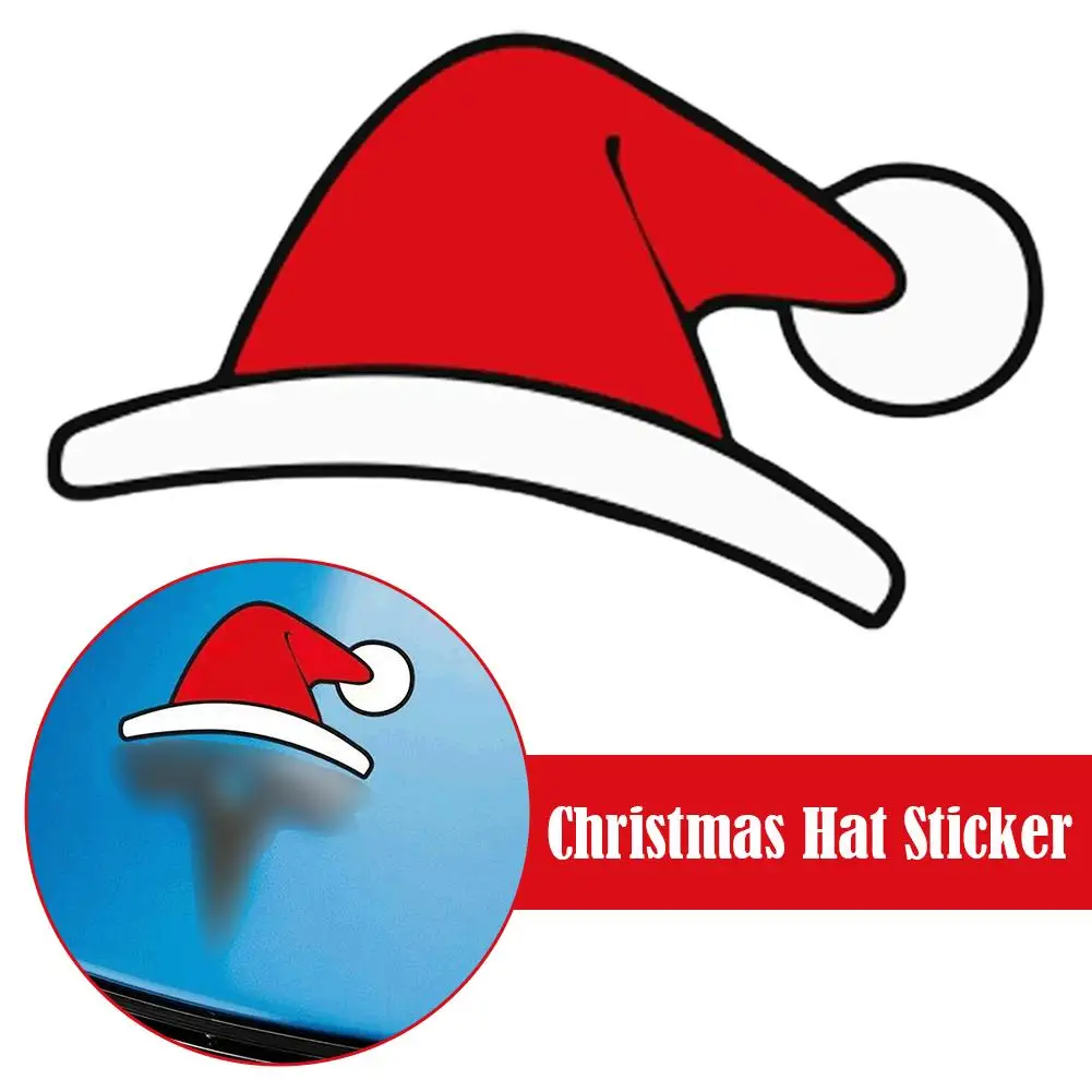

Creative Christmas Hat Sticker For Tesla Model 3/Y Cute Little Red Riding Hood Emblem Decoration Christmas Atmosphere Decoration