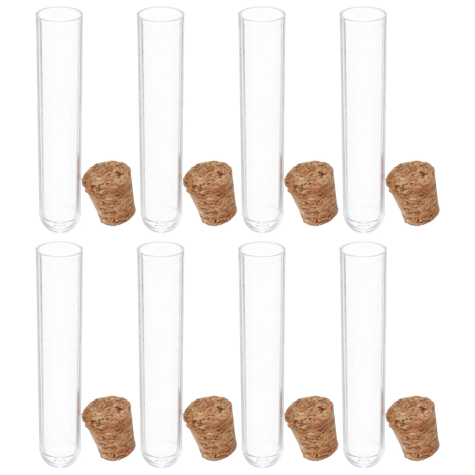 

20Pcs Plastic Test Tubes Cork Stoppers Disposable Clear Tubes Lab Experiments Plant Propagation Salt Candy Storage Sample Vial