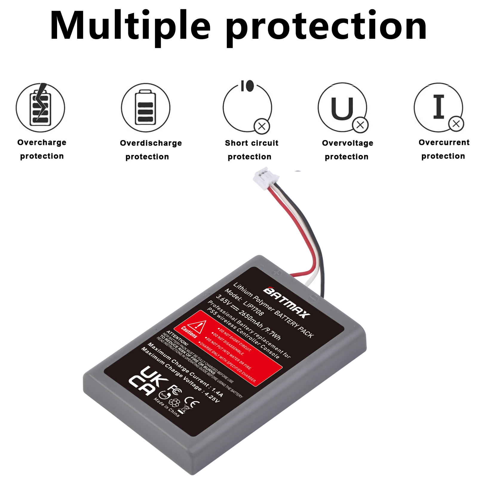 Dualsense – batterie de remplacement pour manette sans fil PS5 Batmax, pour Sony PlayStation 5, LIP1708, 2650mAh, CFI-ZCT1W, CFI-ZCT1J