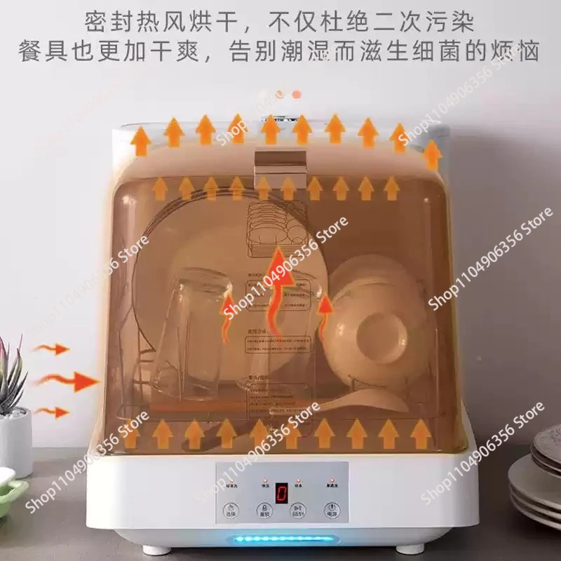 for See-through Dishwasher Countertop Home Portable Smart Industrial Automatic Desktop High Temperature Modern Glass
