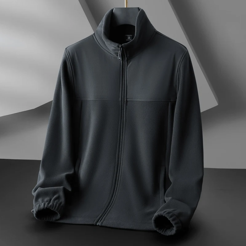 

Men's Fce Jaet Loose Fit Warm Stand Collar Pullover Coat Long Sve Autumn Winter Faion Casual Sle Polyester Fiber