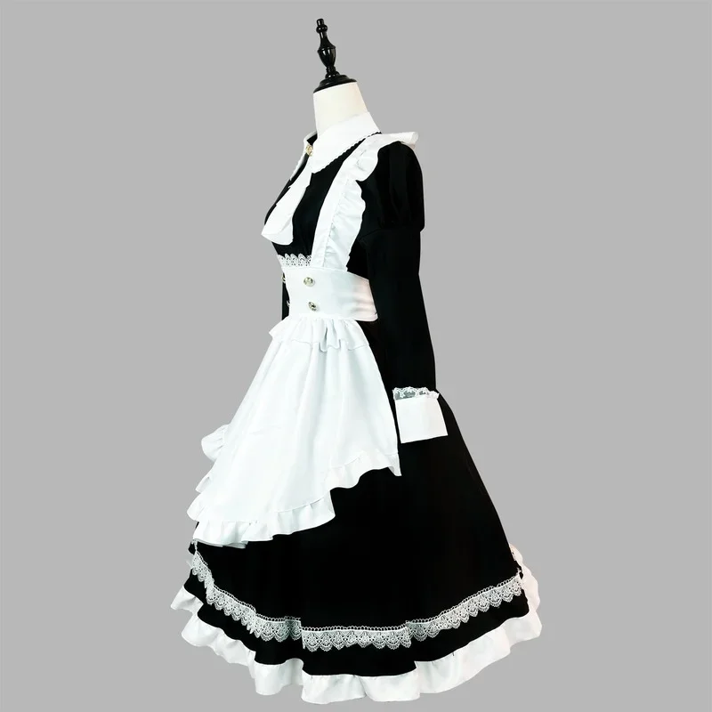 Fato de empregada Lolita para dramatização, aristocrático britânico, vestido de manga comprida, plus size, roupas pretas e brancas, lingerie anime, roupas de festa