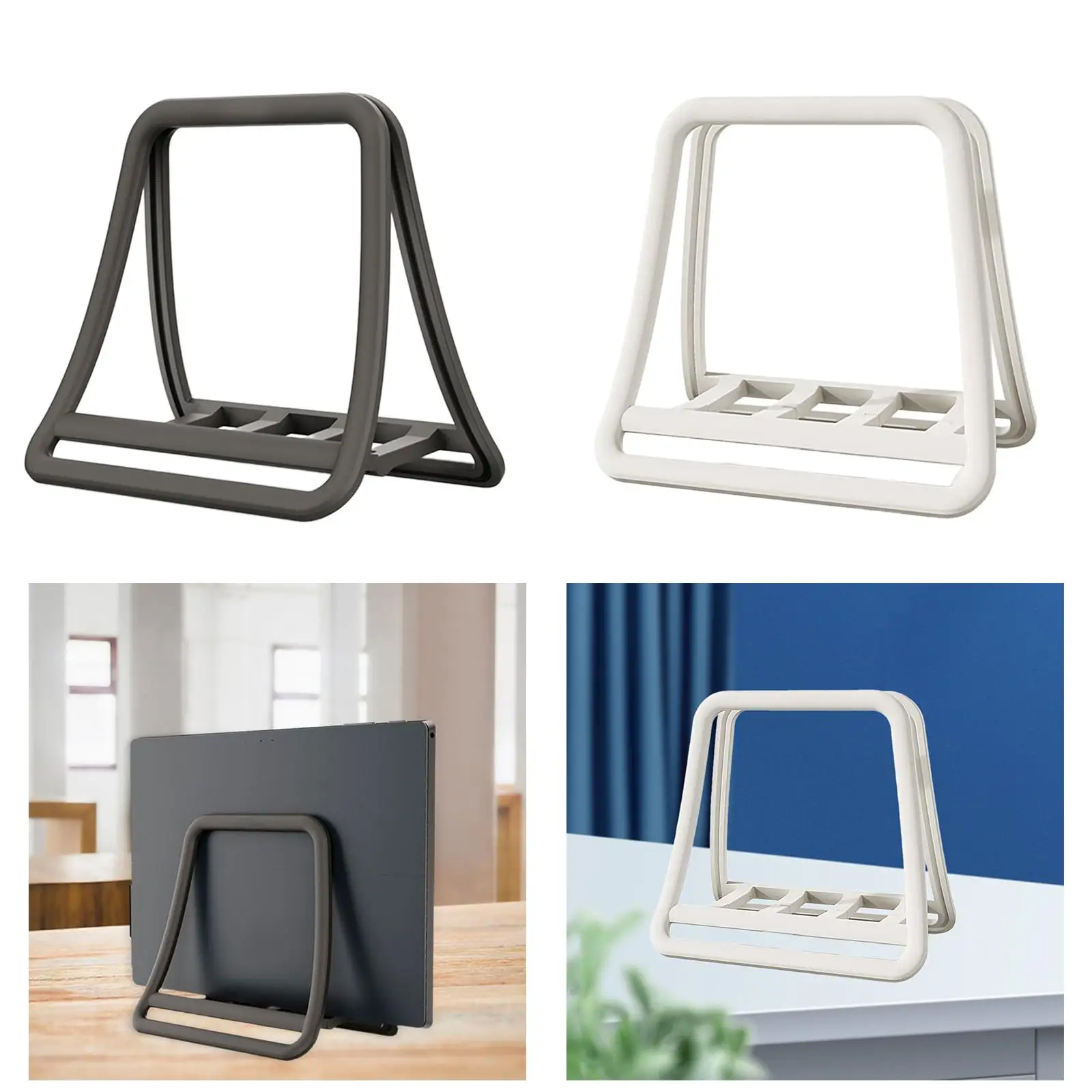 Rack vertical para laptop, suporte vertical para armazenamento de telefone, economia de espaço, antiderrapante, anti arranhões, doca para notebook para mesa de escritório