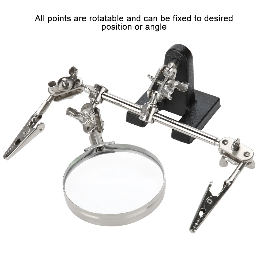 3rd Hand Helping Tool 5X Magnifying Glass Jewelry Accessory Magnifier With 2 Clamps