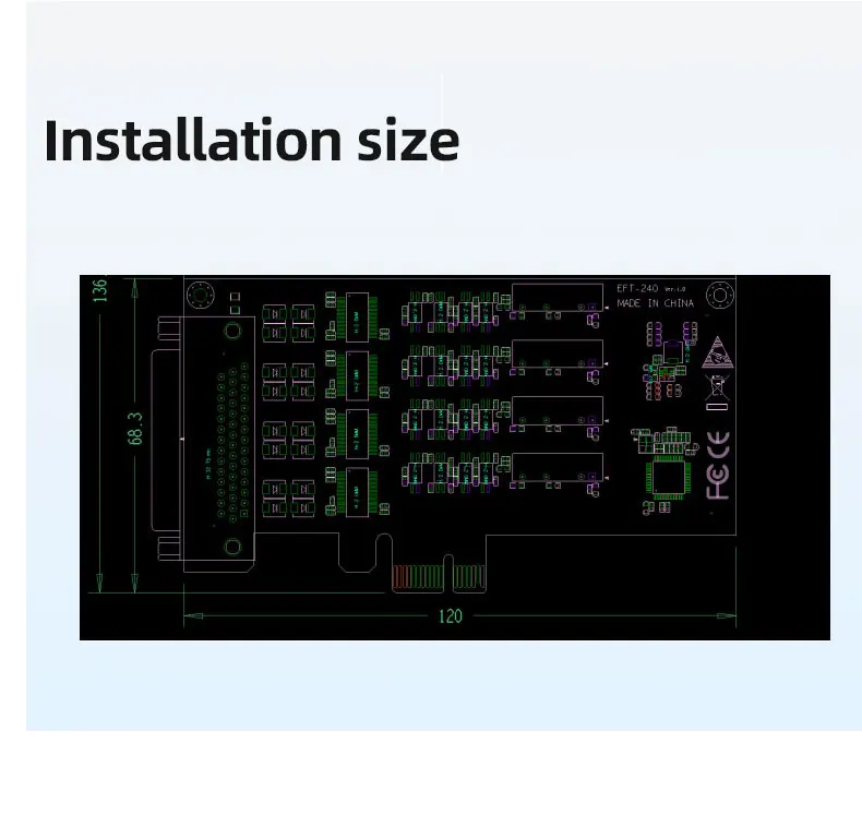 Factory Direct 1PCLEX1 to 4xRS232 Single Port Industrial Pcie to Serial Card EFT-240 Network Card