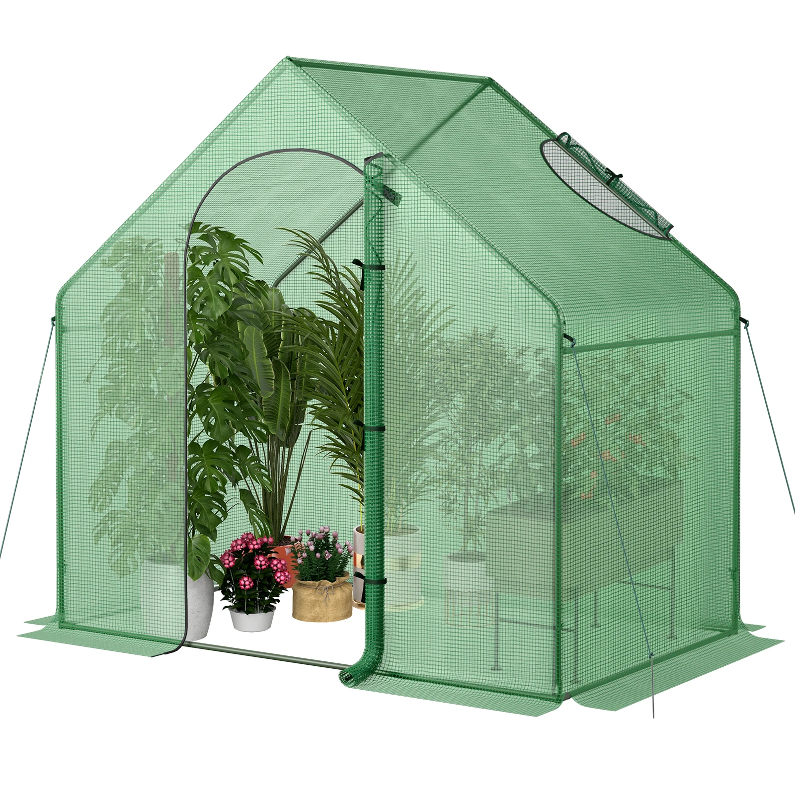 

6 x 3 x 5.5FT Mini Walk-in Greenhouse w/PE Cover Rustproof PE-Coated Metal Frame
