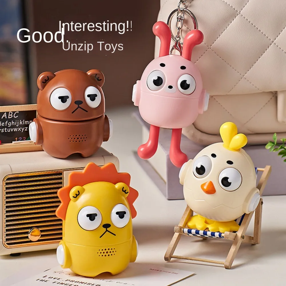 

Kawaii Movable Animal Press Keychain Press Rabbit Press Toy Pendant Lion Doll Toy Cartoon Animal Keyring Girls