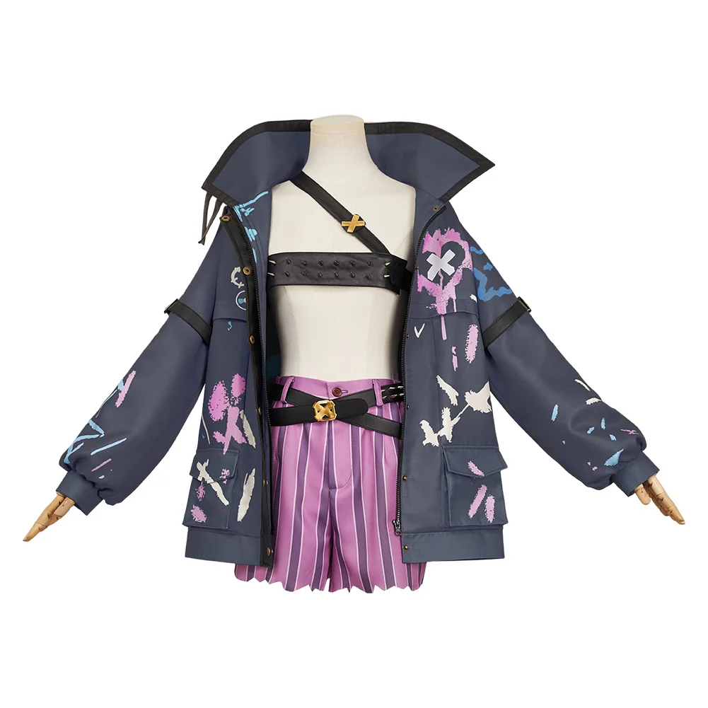 Arcane Jinx Cosplay Girls Coats Hats Game LOL Costume Diguise Jackets Headwear Outfits for Female Women Halloween Carnival Suit