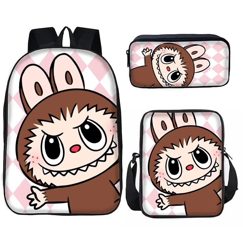 

Labubu Anime 3Pcs/Set Backpack Student School Satchels Shoulder Bag Kid Cute Travel Backpack Children Birthday Gift