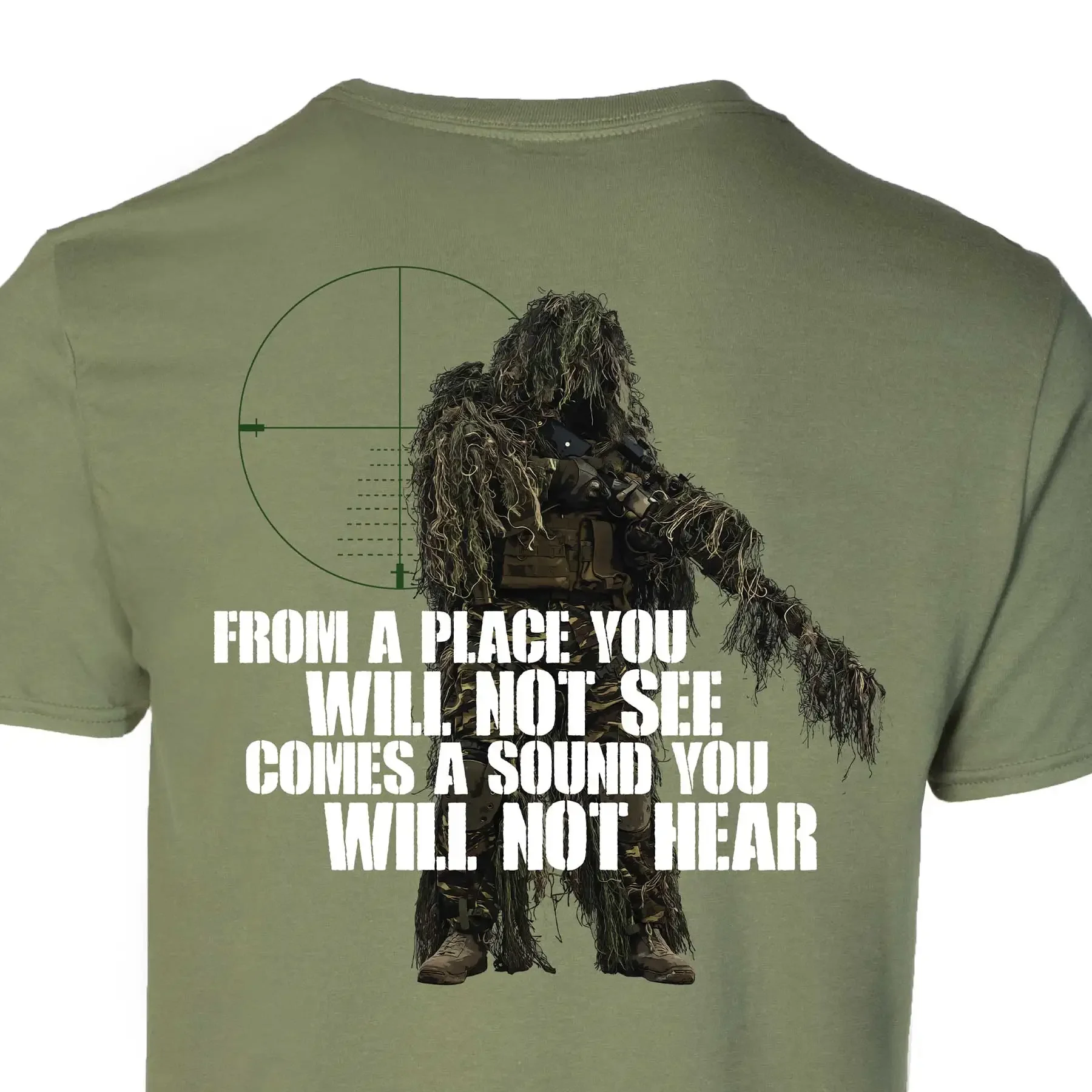 100% Cotton O-Neck Short Sleeve Casual Mens T-shirt From A Place You Will Not See. US  Sniper T-Shirt  Size S-5XL