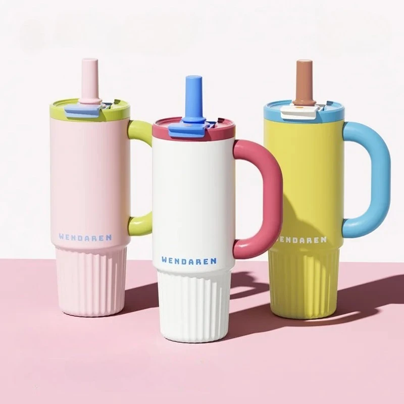 

316 Stainless Steel Vacuum Insulated Bottle 1L Large Capacity Giant Water Jug Dual-Port Straw Leakproof Car Cup