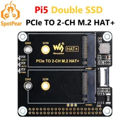 Ahududu Pi 5 PCIe M.2 NVMe çift SSD PCIe-TO-2-CH-M.2-HAT + kurulu Pi5 çift (NVME ssd'den destek önyüklemesi