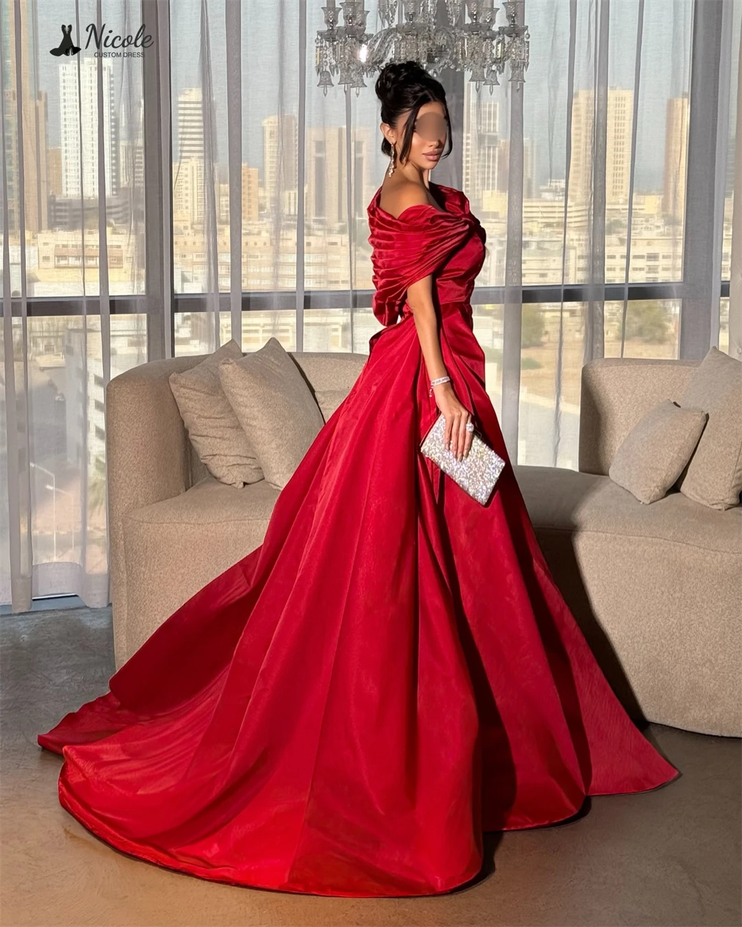 

Nicole Party Dress for Wedding Dresses Line A Luxurious Women's Evening Dresses Woman Elegant Custom Made Candle Slit Prom Gown