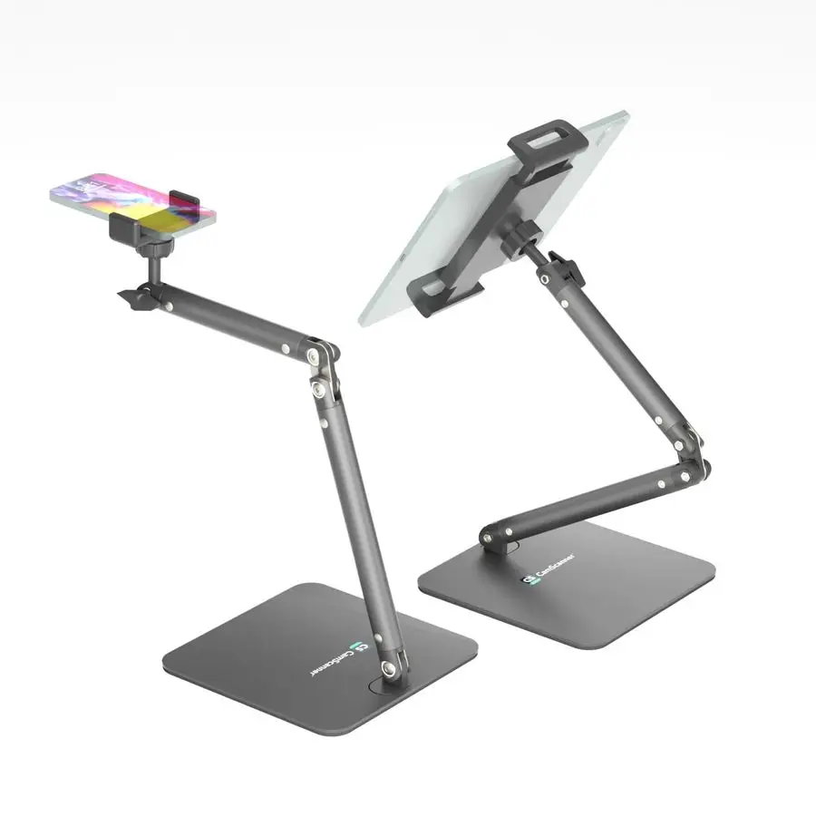 

iPad Stand for Desk with Ultra Sturdy Base, Adjustable amp Foldable Mobile Holder Compatible with iPhone, iPad, and Work from Ho
