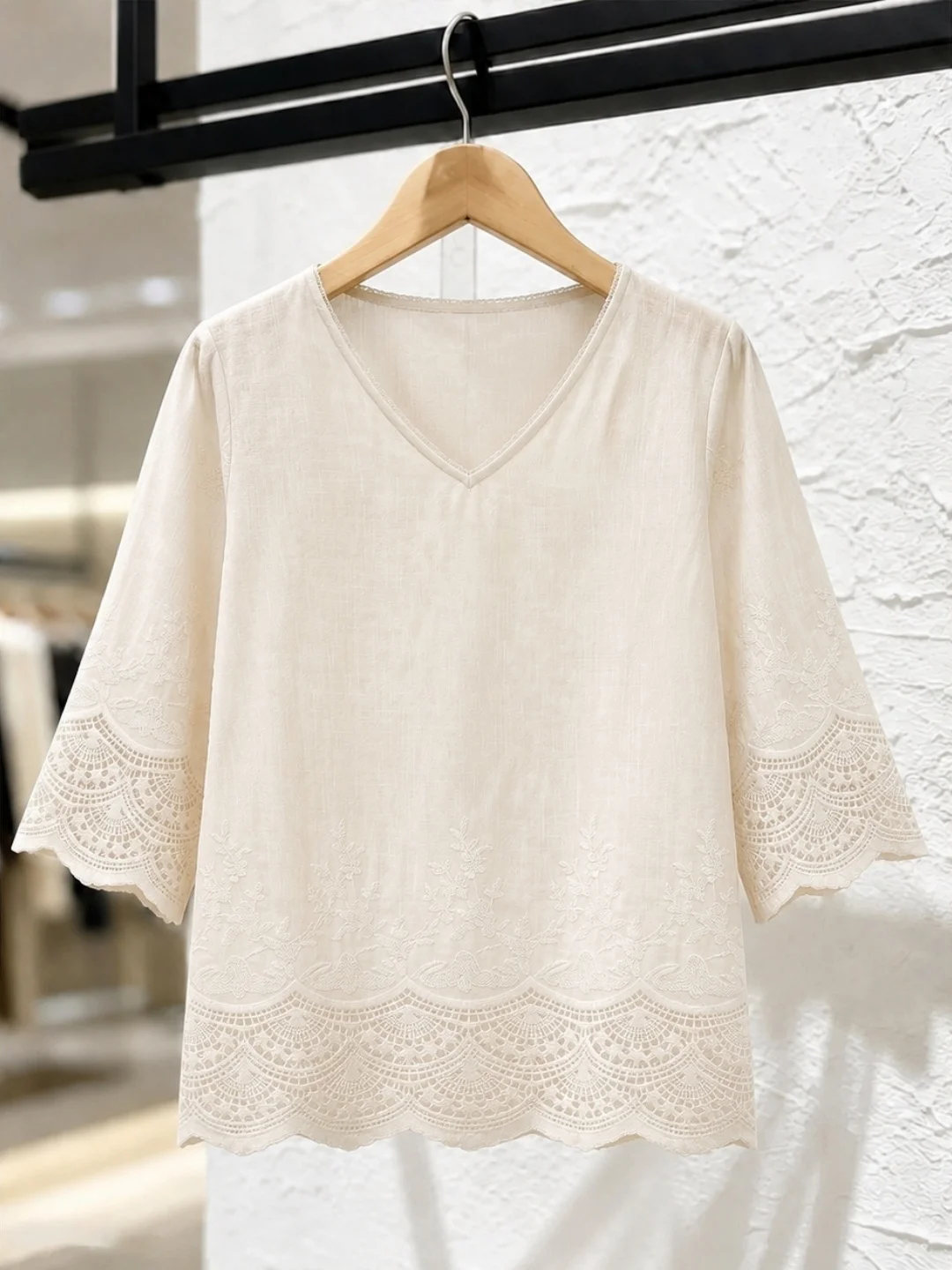 Commute V-Neck Sweater Hollow out Design Korean Style Women's Shirt Elegant Ageless Fashion Summer New Arrival Silk Top