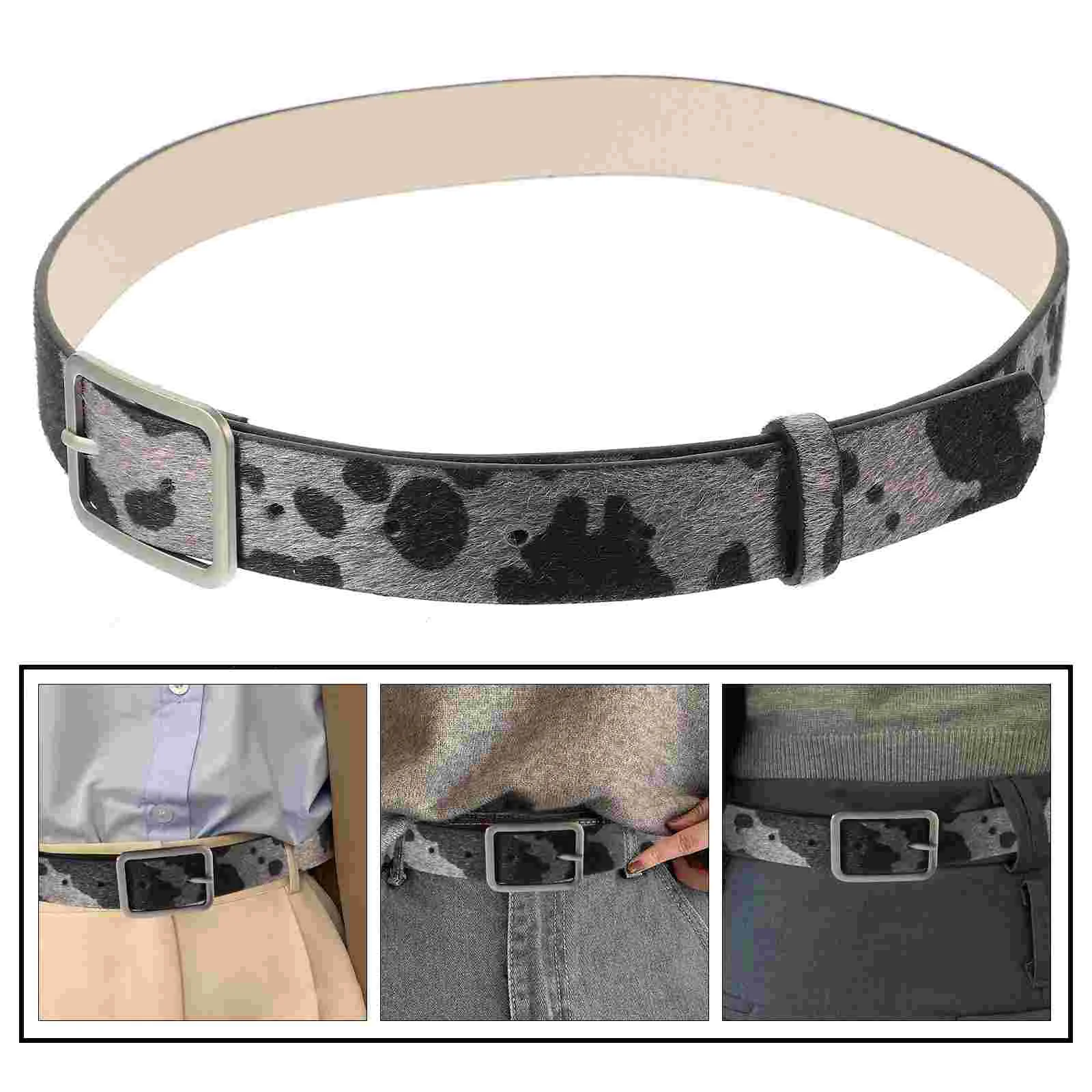 Cow Pu Belt Western Belts for Women Print Accessories Animal Pants Jeans Adjustable