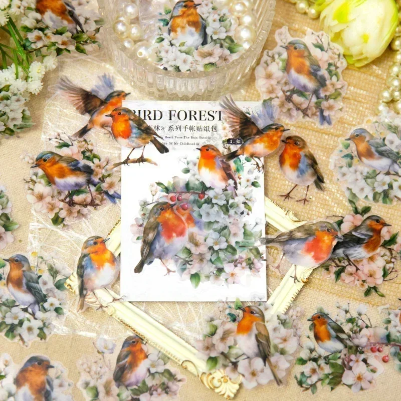 30 Stücke Handbuch Tagebuch Wald Liefert Paket Materialien Aufkleber Vogel Dekoration Kolibri Papagei geschenk Sammelalbum 125*85 MM