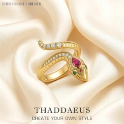 Golden Snake Ring,Fine Jewerly For Women,Brand New Animal Gift In Real 925 Sterling Silver