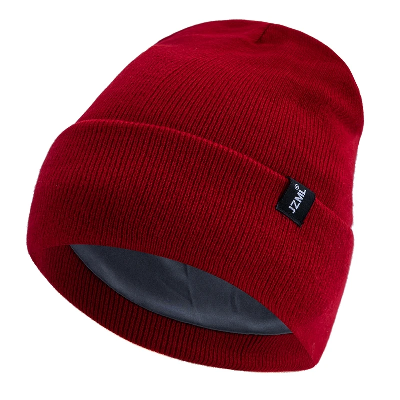 Neue Stil JZML Brief Plüsch Satin Gefüttert Antistatische Beanie Hut Herbst & Winter Hüte Für Männer Und Frauen Outdoor gestrickte Hüte – Detail 16