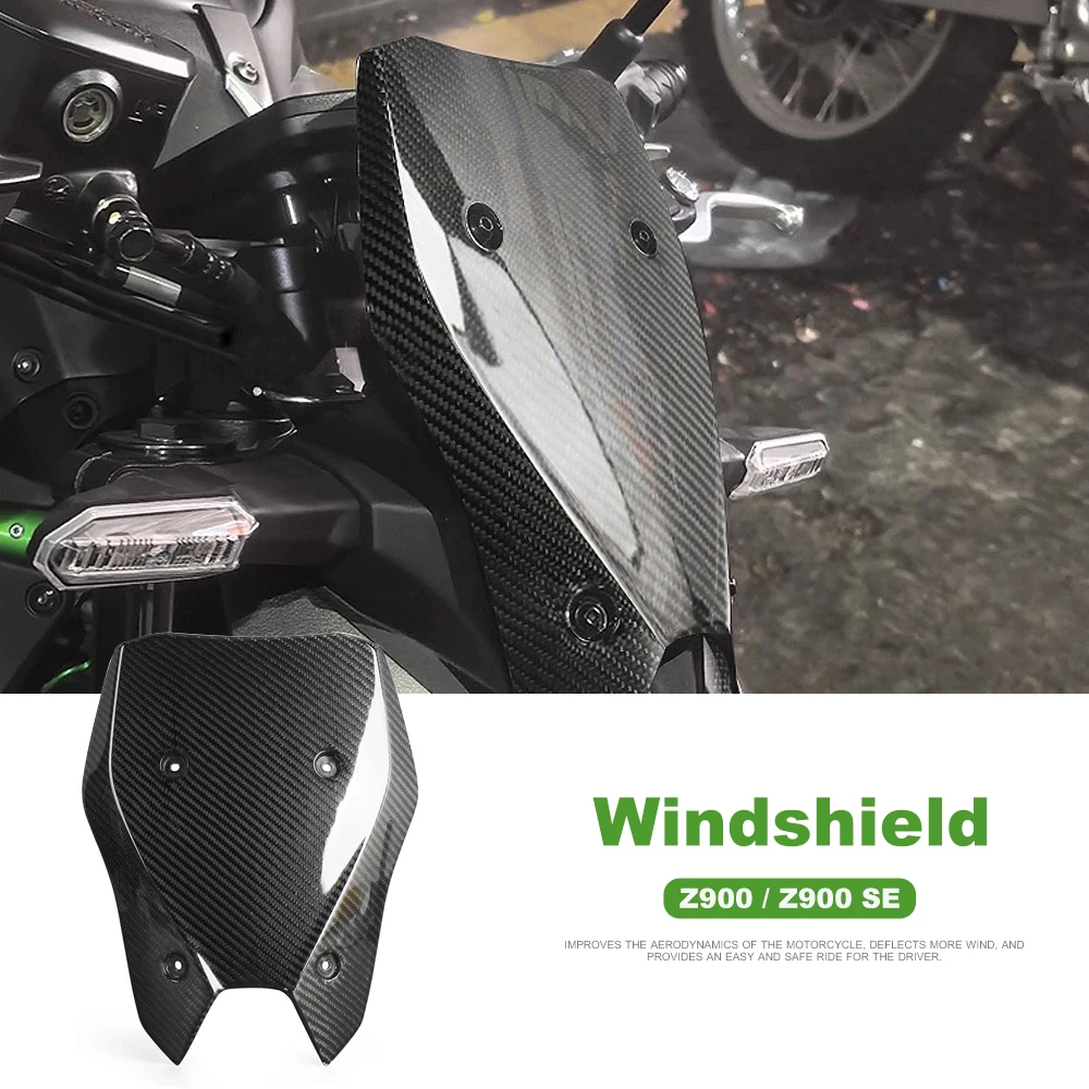 

New Windshield Windscreen Wind Deflector For Kawasaki Z900 SE Z 900 2025 Carbon Fiber Material Motorcycle Parts Accessories