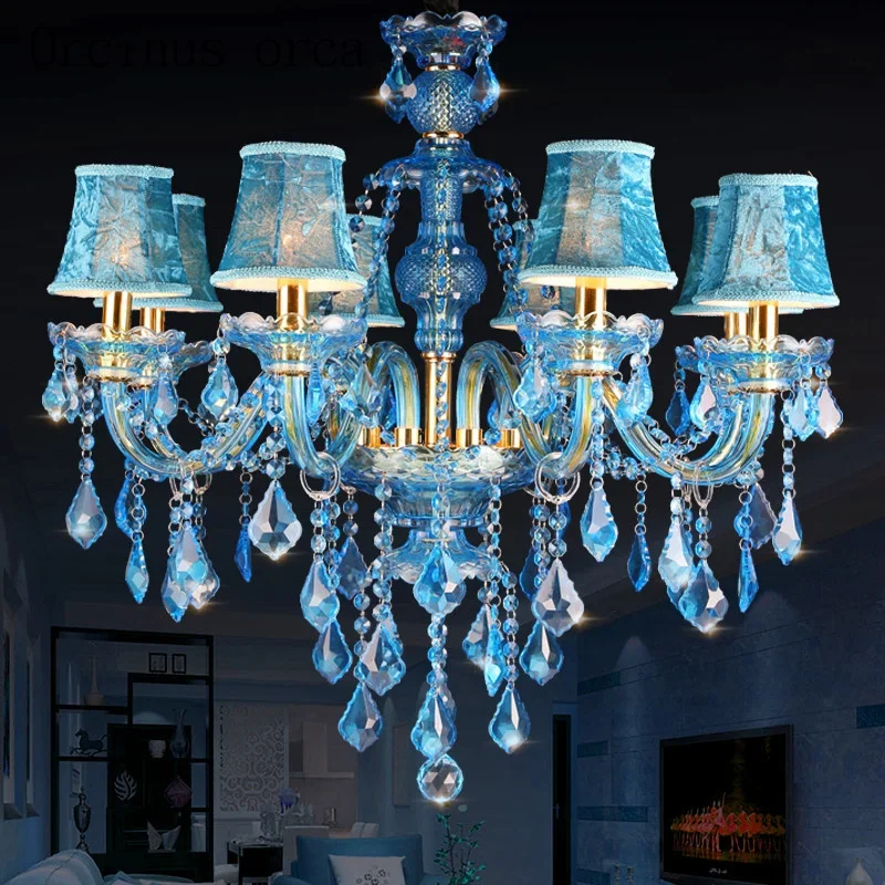 

Mediterranean Blue crystal chandeliers bars guest rooms lobby post modern creative blue decorative chandeliers free shipping