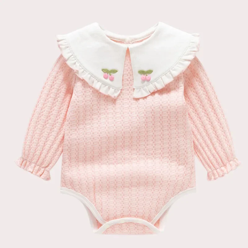 2025 New Spring Infant Baby Girl Romper Long Sleeved Cotton Splicing Newborn Baby Girl Jumpsuit 0-24M Baby Girl Clothing